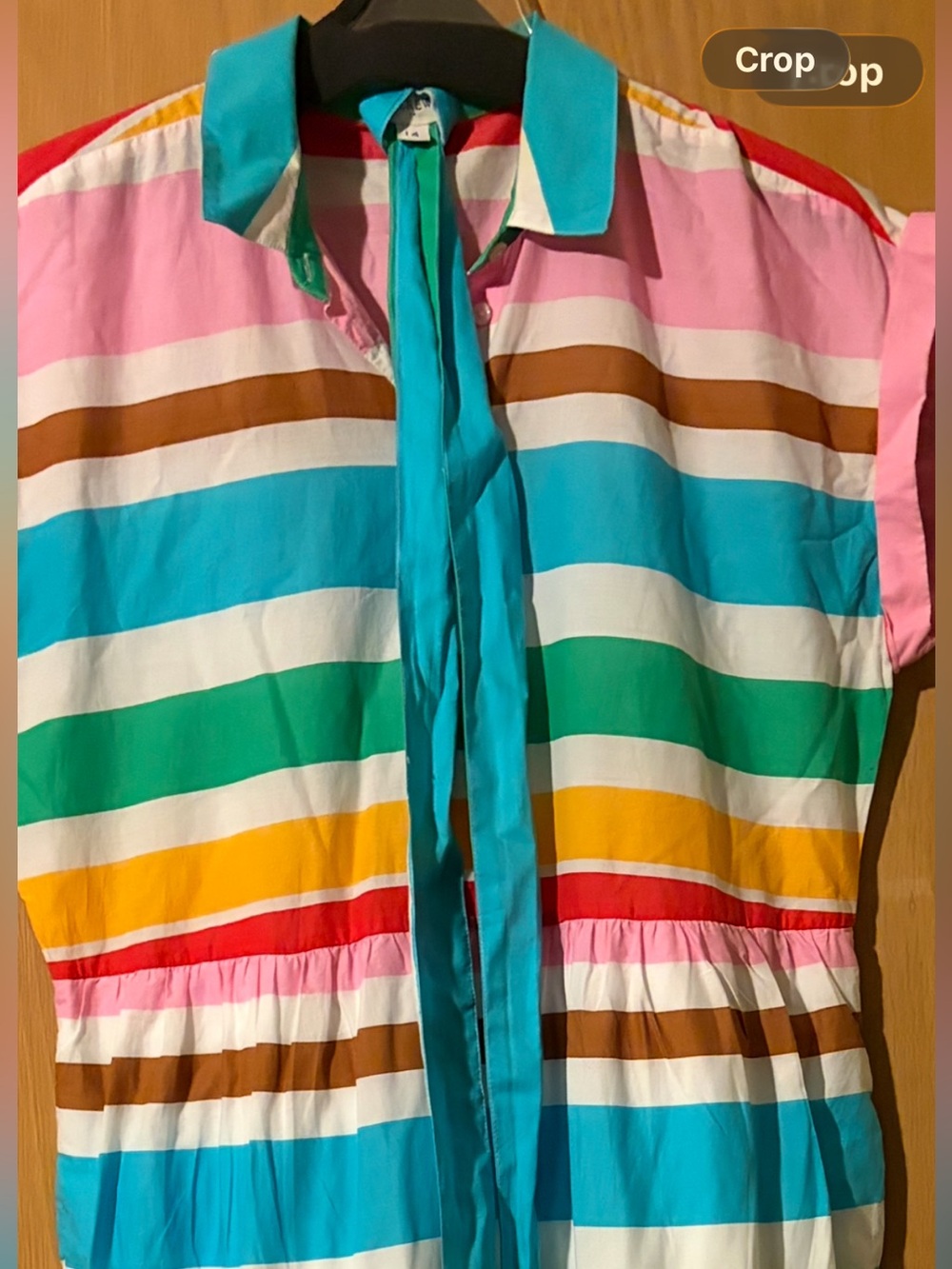 Bright Multi-Color Striped Dress with Tie Front